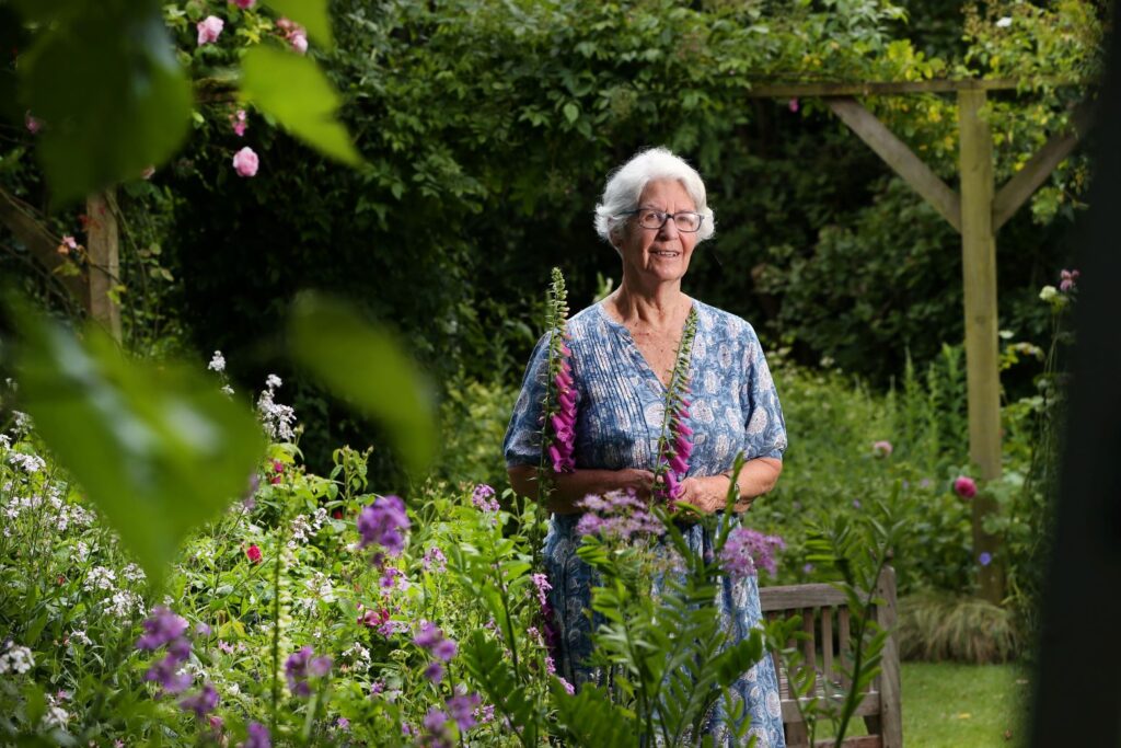 Vanessa Cook in her garden at Stillingfleet Lodge